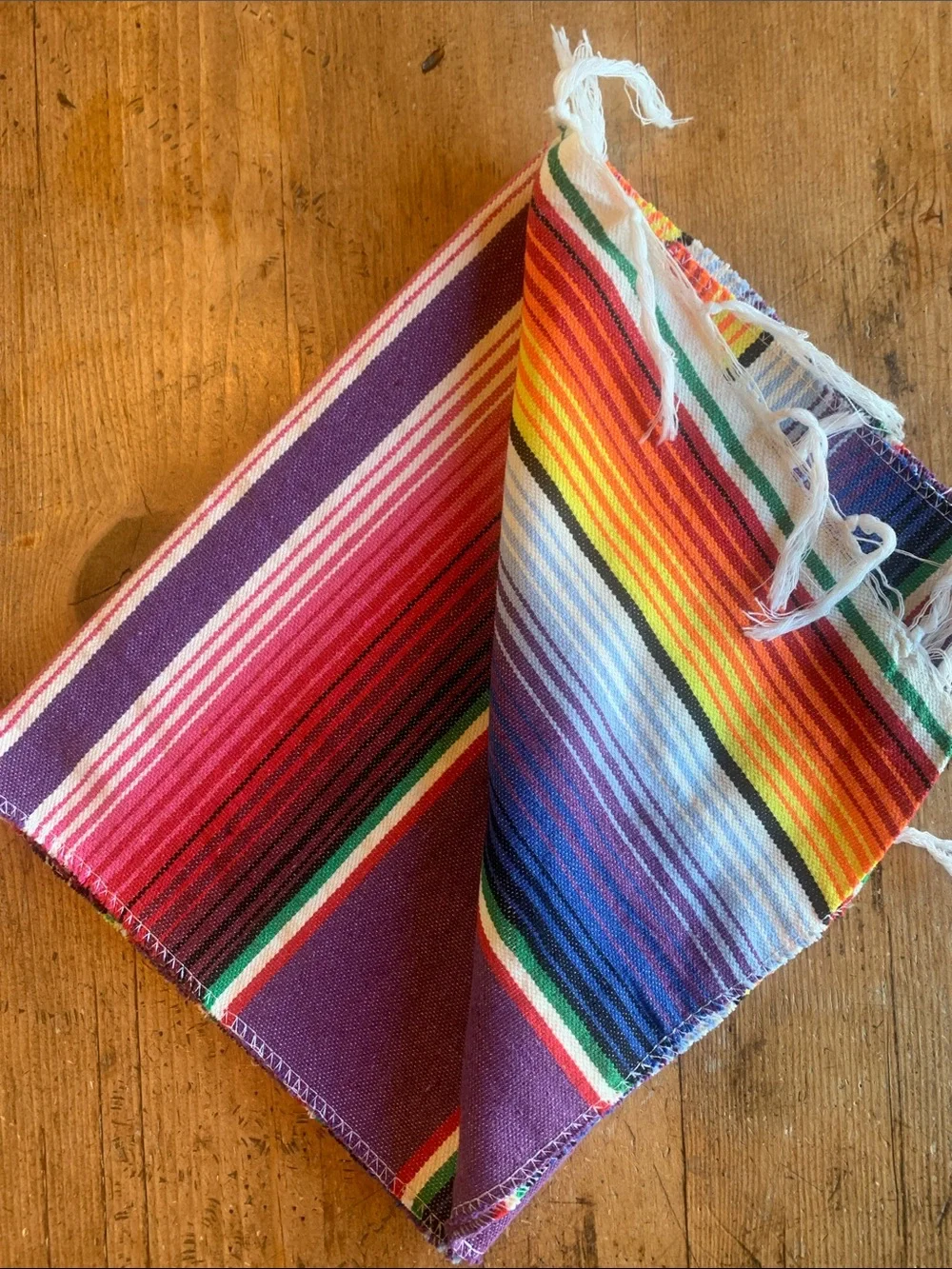 Vibrant Striped Table Runner and Napkin Set - Purple Multicolor
